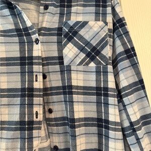 Plaid Button Down Shirt - Blue and White
